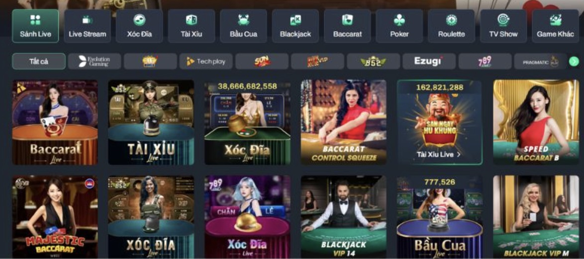 Tổng hợp các tựa game live casino VK88 phổ biến