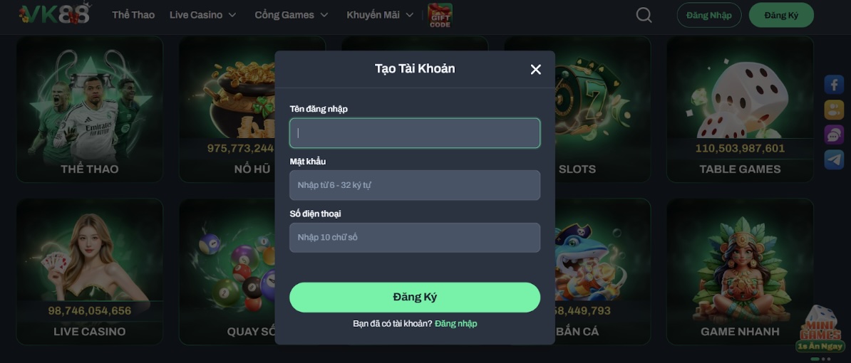 Hướng dẫn đăng ký VK88 cho thành viên mới